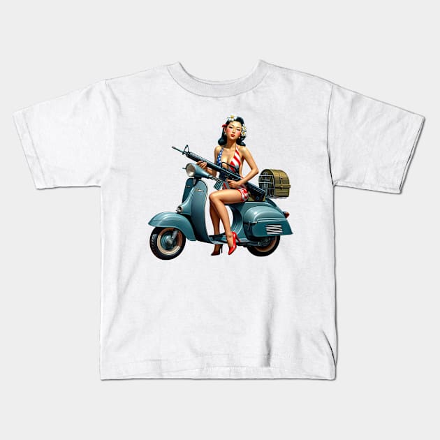 Scooter Girl Kids T-Shirt by Rawlifegraphic